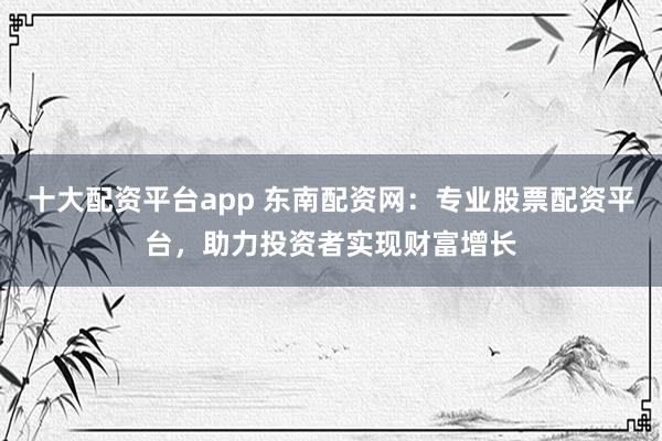 十大配资平台app 东南配资网：专业股票配资平台，助力投资者实现财富增长