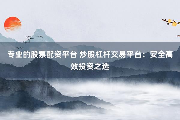 专业的股票配资平台 炒股杠杆交易平台：安全高效投资之选