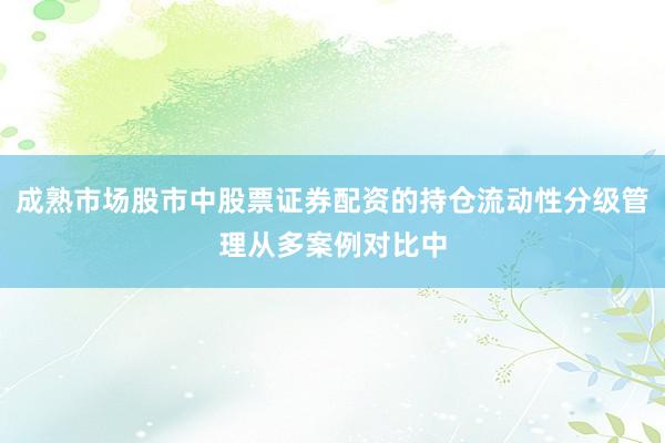 成熟市场股市中股票证券配资的持仓流动性分级管理从多案例对比中