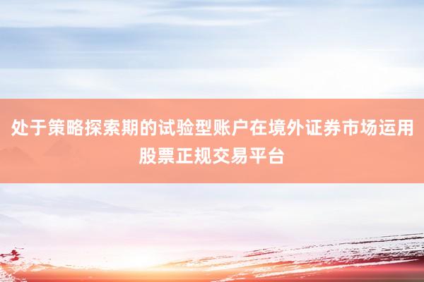处于策略探索期的试验型账户在境外证券市场运用股票正规交易平台